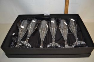 Cased set of six champagne flutes