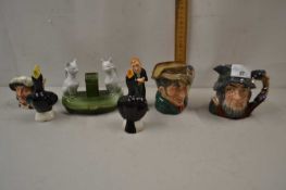 Mixed Lot: Small Royal Doulton character jugs, pie funnels and other items