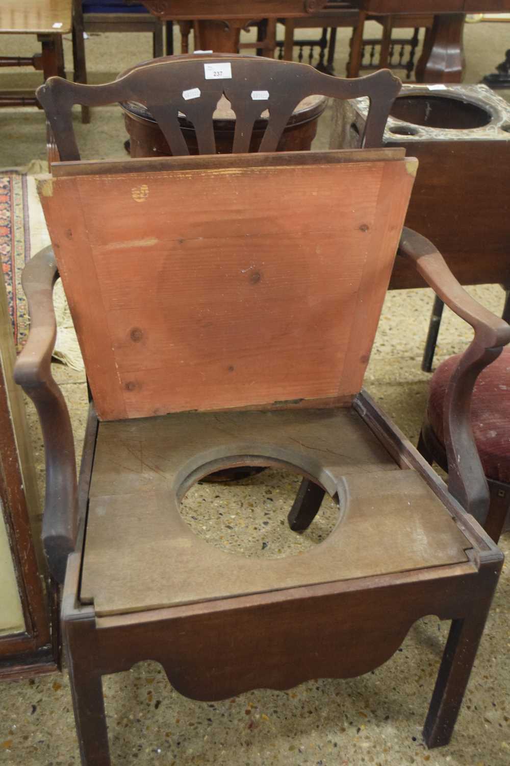 Late Georgian mahogany commode chair