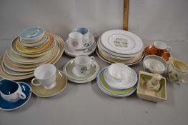 Large collection of Susie Cooper tea wares, dinner plates, side plates, meat plates etc in a variety