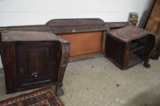 An extremely large Georgian mahogany twin pedestal sideboard for repair, a main drawer and a main