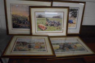 Steven Binks, a group of coloured prints, Mr Grimwood's Fordson, Fordson Major at Grove Farm,