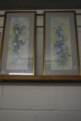 Pair of modern floral prints in gilt effect frames