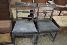 A pair of Georgian mahogany bar back dining chairs, sold for repair