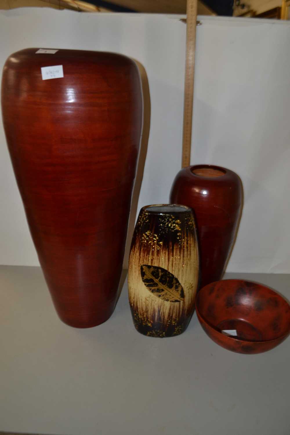 Group of three large modern vases and a further similar bowl