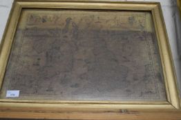 An antique black and white map of the British Isles, framed and glazed