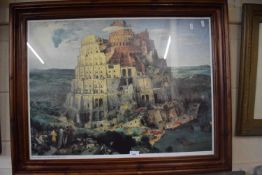 Tower of Babel, Pieter Brueghel, reproduction print, framed and glazed