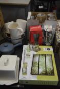 Mixed Lot: Glass ware, mugs, cheese dish and cover and other items