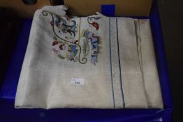 Linen table cloth with Eastern style embroidery