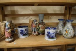 Quantity of various decorative ceramics (contents of shelf)