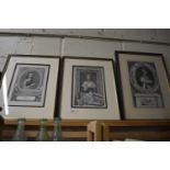 Three various royal interest engravings featuring Charles I, Richard II and Richard II, all framed