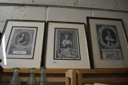 Three various royal interest engravings featuring Charles I, Richard II and Richard II, all framed