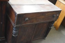 A mahogany two door dresser base with single drawer