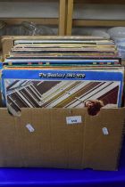 Box containing a large quantity of various 33rpm LP records including The Beatles, Ricky Nelson,