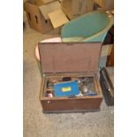 Wooden tool chest containing an extensive range of various hand tools