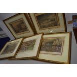 Group of five 19th Century gilt framed prints to include Bartholomew Fair, St Lukes Hospital, St