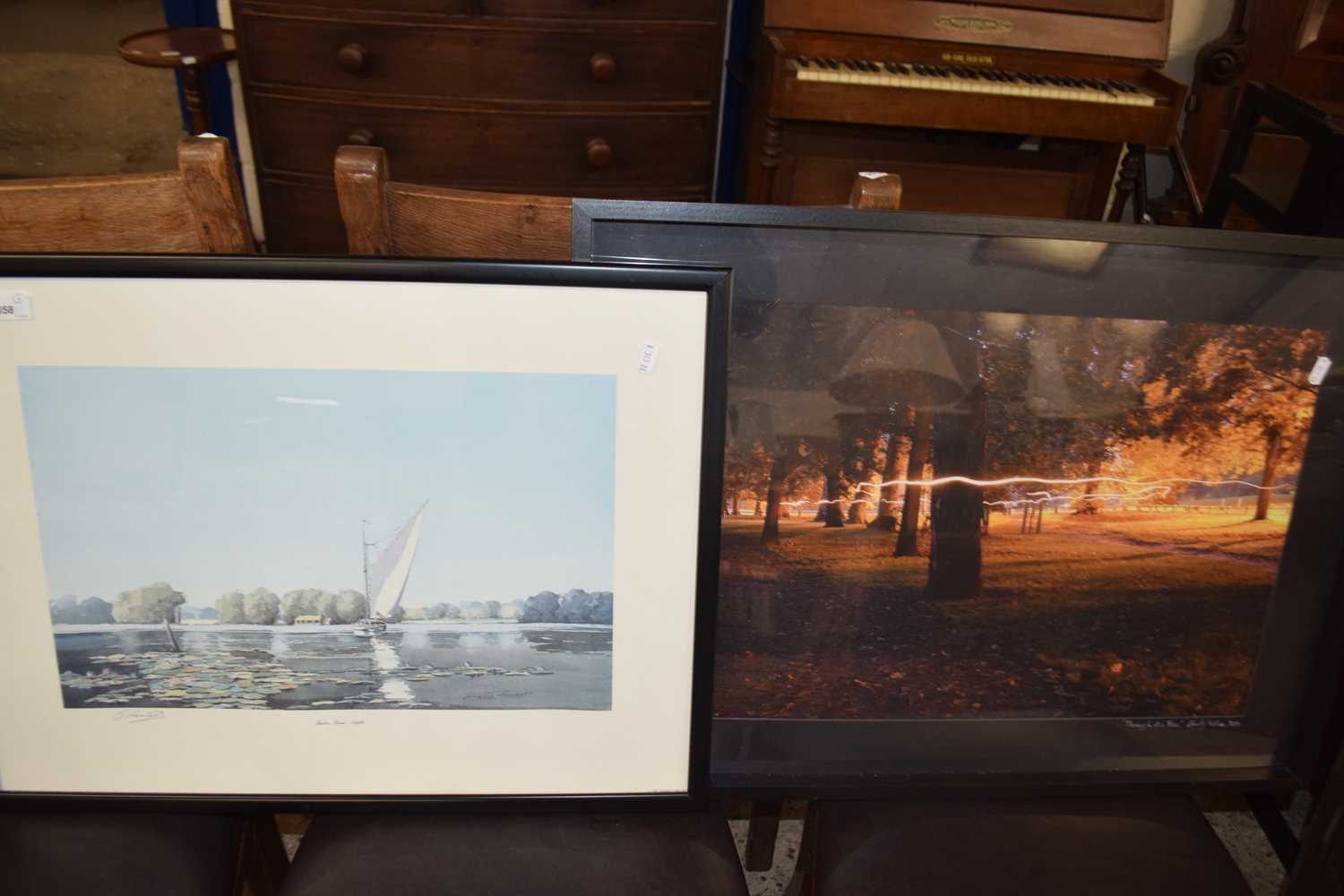 Barton Broad, Norfolk, reproduction print by Graham Howlett, signed in pencil, framed together