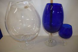 Three large brandy glass style vases