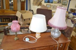 Group of three various table lamps