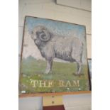 Large vintage metal pub sign "The Ram"