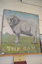 Large vintage metal pub sign "The Ram"