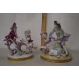 A modern Sitzendorf porcelain figure group of a gallant and a lady together with a further Dresden