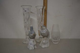 Mixed Lot: Porcelain model birds and glass vases