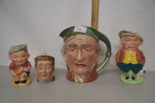 Four various character jugs