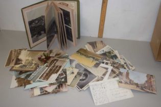 Small box of various mixed postcards together with an album of Views of Bournemouth