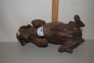 Bronzed resin model of a recumbent Dachshund