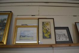 Mixed Lot: McFadyen, study of Blakeney Church, watercolour, Lester Barton, study of a river scene, a