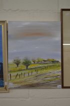 Zsuzsanna Lendemar (modern Swedish) study of rural buildings, oil on canvas, framed and glazed