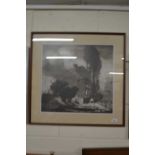 After Frank Brangwyn, monochrome print, framed and glazed