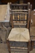 Two rush seated chairs