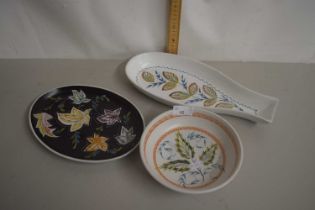 Three pieces of decorative Denby table wares
