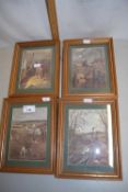 Set of four modern coloured hunting prints