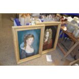 A pair of modern reproduction studies after Old Masters, oil on board, gilt framed