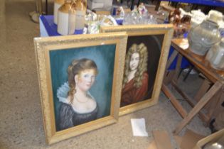 A pair of modern reproduction studies after Old Masters, oil on board, gilt framed