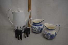 Mixed Lot: Royal Grafton teapot, Wedgwood blue and white jug, model elephant etc