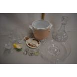 Mixed Lot: Various assorted glass wares and other items to include decanters, drinking glasses,