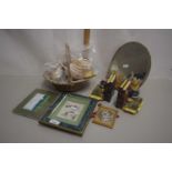 Mixed Lot: Basket of assorted sea shells, pair of book ends, various small pictures, a small