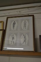 A framed montage print of golfing figures plus a further golfing proverb, framed (2)