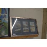 Framed triple picture of a coastal scene