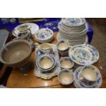 Quantity of Masons Strathmore table wares together with a further Studio Pottery vase