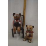 Two modern wooden teddy bear models