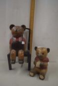 Two modern wooden teddy bear models