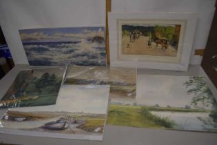 Mixed Lot: Assorted pictures to include G L Curtis, Morston towards Blakeney, watercolour, Arthur