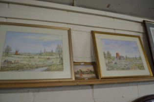 Roger Beddingfield, two studies of Broadland scenes with cattle together with a further study of