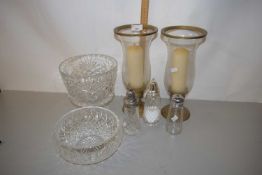 Mixed Lot: Glass bowls, glass candlestands, sugar casters etc