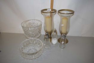 Mixed Lot: Glass bowls, glass candlestands, sugar casters etc